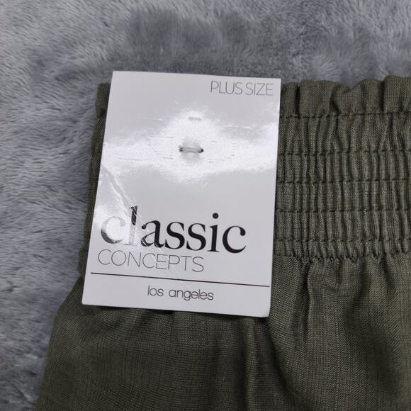 NEW Classic Concepts Pants Womens 2X Green Pull On Wide Leg Drawstring Flowy - Picture 3 of 11